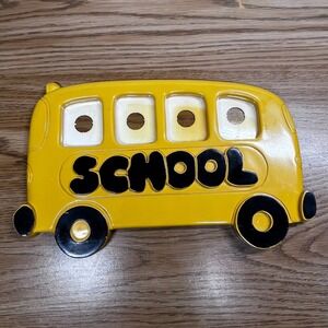 Lucid Lines Vintage School Bus Photo Frame Yellow Plastic Retro 1980s Decor